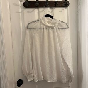 Calvin Klein White Ruffled Long Sleeve Blouse